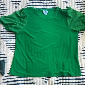 CeCe Vibrant Green Short Sleeve Top